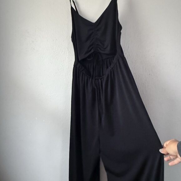 Love Tree Jumpsuit Women's Size L Black Wide-leg Lightweight - Picture 5 of 14